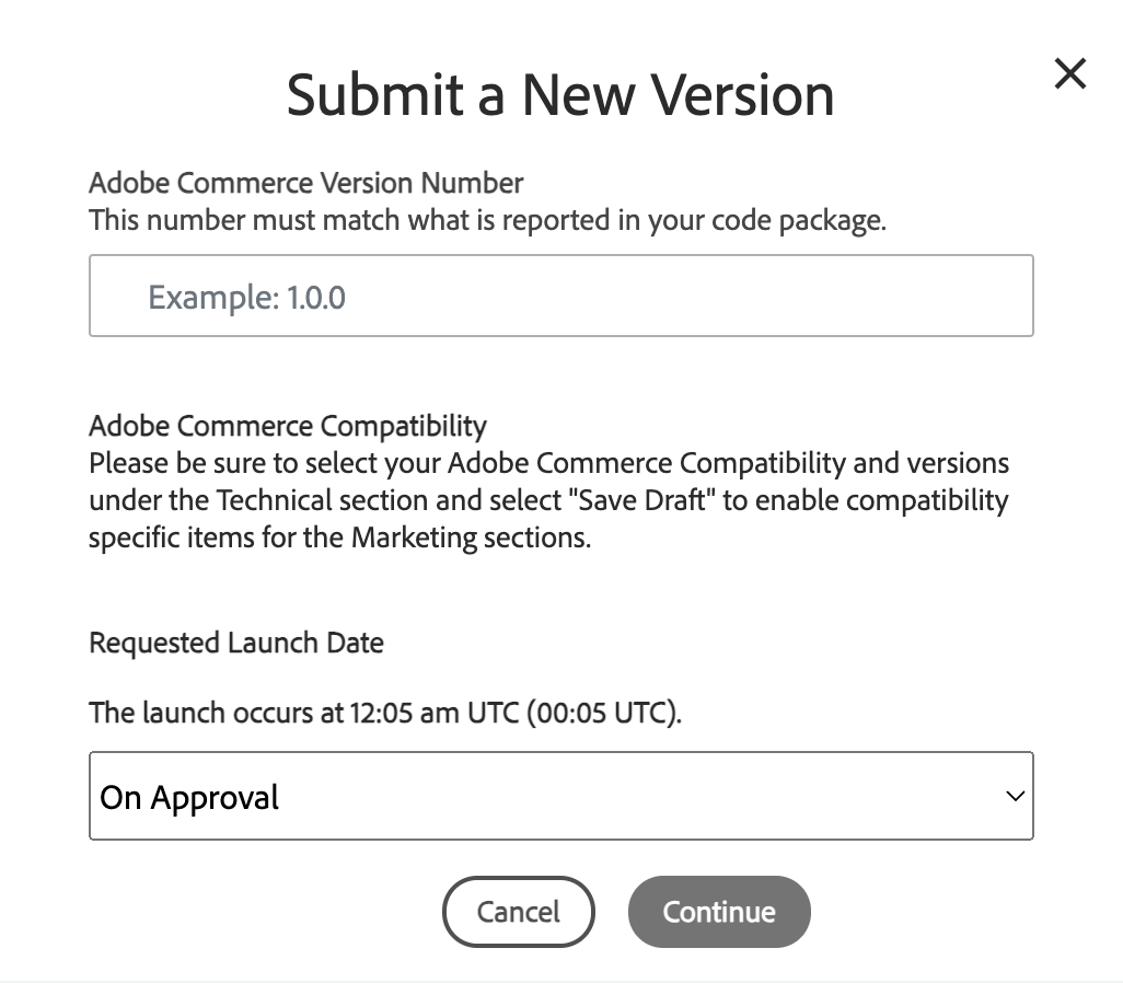 submit new version detail