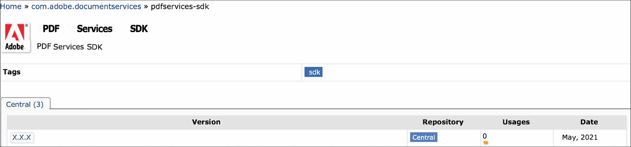 Adobe PDF Services SDK on Maven